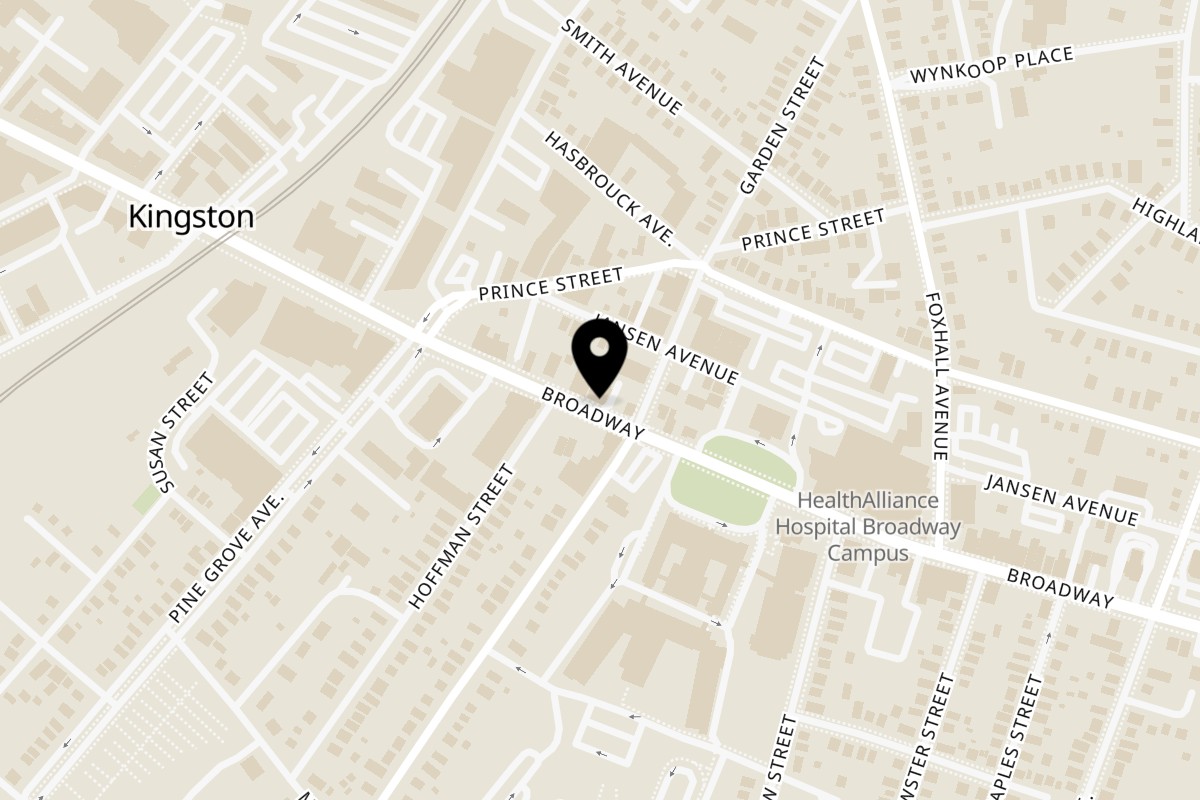 Map showing the location of Joe Beez Joe Beez Kingston on 456 Broadway in Kingston